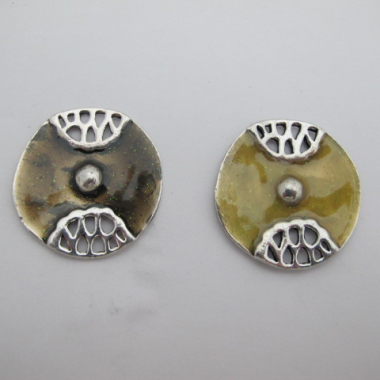 Großhändler PERLES BLEUES - 10 runde Abstandshalter aus emailliertem Metall, 33 mm
