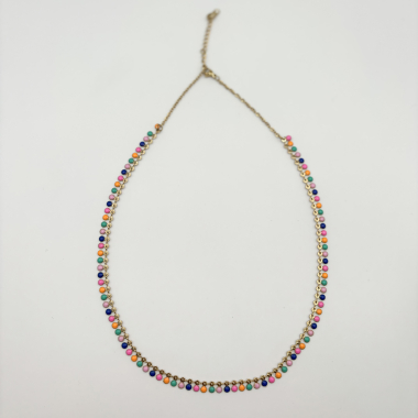 Wholesaler PERLES BLEUES - Gold Round Enameled Necklaces