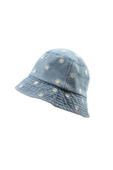 Wholesaler Phanie Mode (Phanie accessories) - Denim bucket hat with embroidered flowers