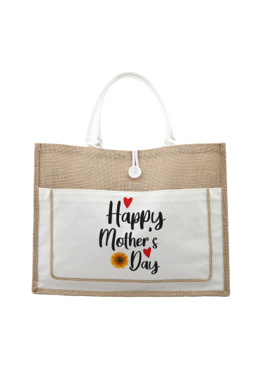 Grossiste Phanie Mode (Phanie accessories) - Cabas en toile de jute "Happy Mother's Day"