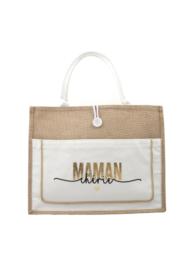 Wholesaler Phanie Mode (Phanie accessories) - “Mom darling” burlap tote bag