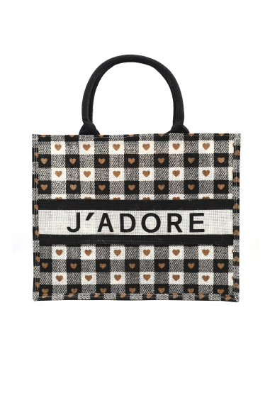 Wholesaler Phanie Mode (Phanie accessories) - “J’ADORE” heart-print canvas tote bag