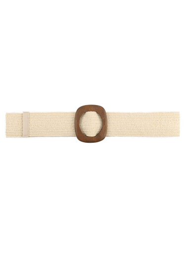 Wholesaler Phanie Mode (Phanie accessories) - Elastic straw-effect belt with wooden buckle