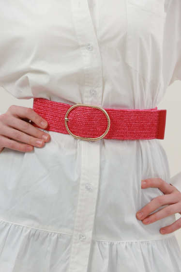 Wholesaler Phanie Mode (Phanie accessories) - Straw effect elastic belt with gold buckle