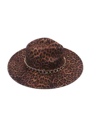 Wholesaler Phanie Mode (Phanie accessories) - Leopard Print Hat with Gold Chain