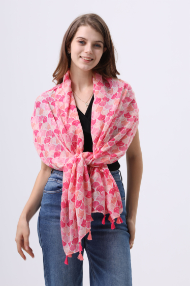 Wholesaler Phanie Mode - Ginkgo print pompom scarf