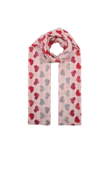 Wholesaler Phanie Mode (Phanie accessories) - Fine heart-print scarf with gold foil