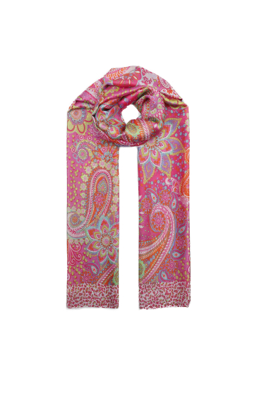 Wholesaler Phanie Mode (Phanie accessories) - Colorful paisley print silk-touch scarf