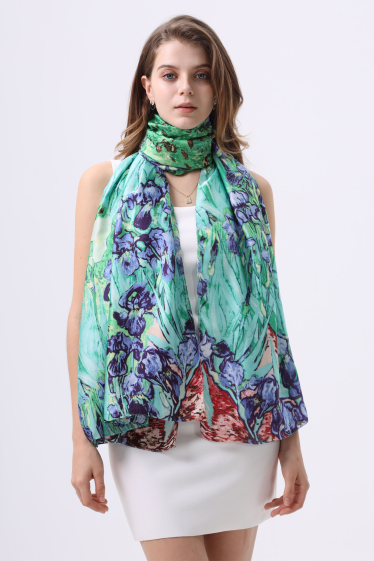 Wholesaler Phanie Mode (Phanie accessories) - Colorful tulip print silk-touch scarf