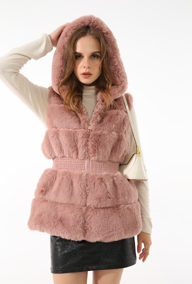 Großhändler Phanie Mode (Phanie accessories) - Fake fur hooded waistcoat
