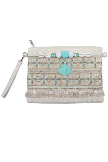 Wholesaler Phanie Mode (Phanie accessories) - Bohemian evil eye zip pouch with handle and shoulder strap