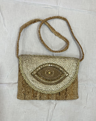 Wholesaler Phanie Mode (Phanie accessories) - Jute pouch with ethnic pattern