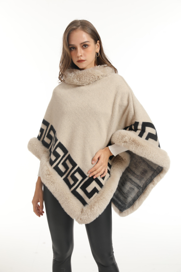 Wholesaler Phanie Mode - Faux Fur Trim Poncho