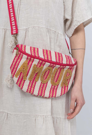 Wholesaler Phanie Mode (Phanie accessories) - Striped fanny pack with embroidered word