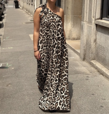 Wholesaler Pinka - Leopard Print Asymmetrical Dress