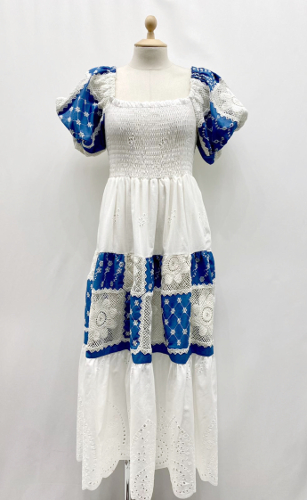 Großhändler Pinka - Langes, kurzärmliges Kleid im Bohemian-Stil