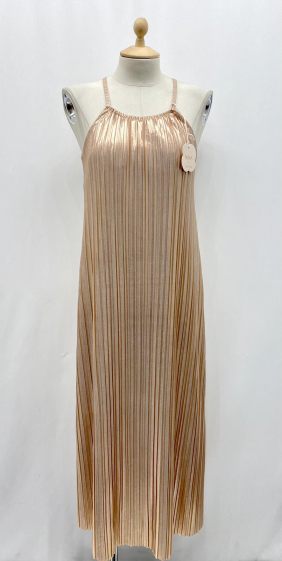 Großhändler Pinka - Ärmelloses Kleid mit Ausschnitt und Falten