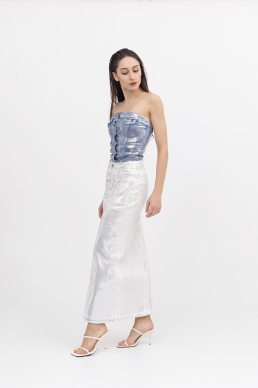 Wholesaler Place du jour - Long skirt with shiny sequins