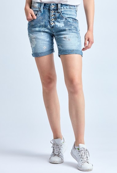 Mayorista Place du jour - Jeans Shorts with printed flowers