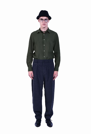 Großhändler PLACED BY GIDEON - Langarmhemd mit doppeltem und abnehmbarem Kragen – Khaki