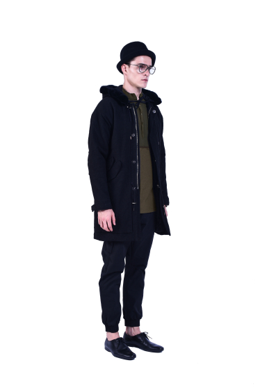 Wholesaler PLACED BY GIDEON - Hooded cotton jacquard coat