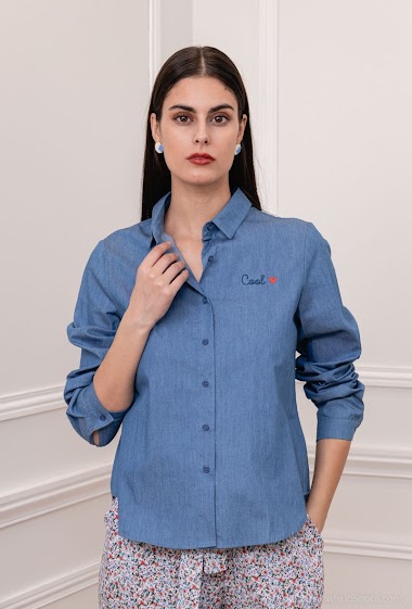 Großhändler PM Mère & Fille - Denim shirt with embroidery
