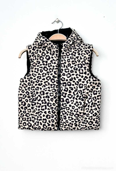 Wholesaler PM Mère & Fille - Reversible leopard sleeveless down jacket