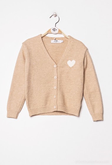 Wholesaler PM Mère & Fille - Buttoned cardigan with heart