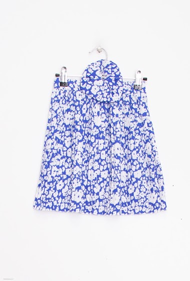 Flower printed pleated skirt
