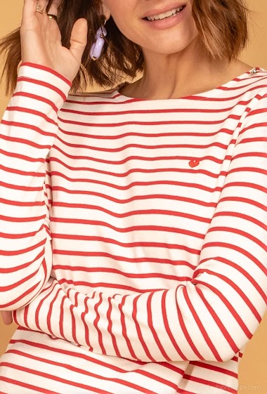Wholesaler PM Mère & Fille - Striped top with embroidered heart