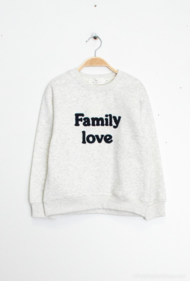 Grossiste PM Mère & Fille - Sweat col rond avec broderie "Family love"