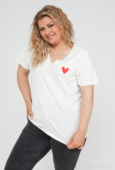 Grossiste PM Mère & Fille - T-shirt avec broderie coeur (Grande Taille)