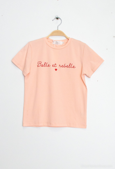 Grossiste PM Mère & Fille - T-shirt avec inscription "Belle et rebelle"