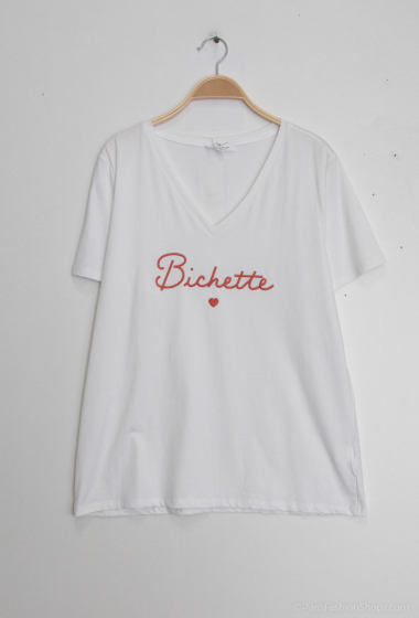 Grossiste PM Mère & Fille - T-shirt avec inscription "Bichette" Grande Taille