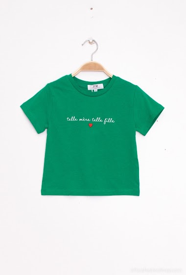 Wholesalers PM Mère & Fille - Embroidered v-neck cotton t-shirt