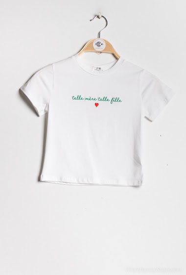 Embroidered v-neck cotton t-shirt