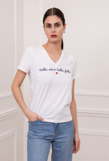 Grossiste PM Mère & Fille - T-shirt col en V brodé