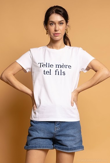 Mayorista PM Mère & Fille - Camiseta con  inscripción bordada