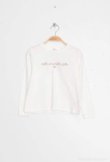 Wholesaler PM Mère & Fille - Embroidered v-neck cotton t-shirt