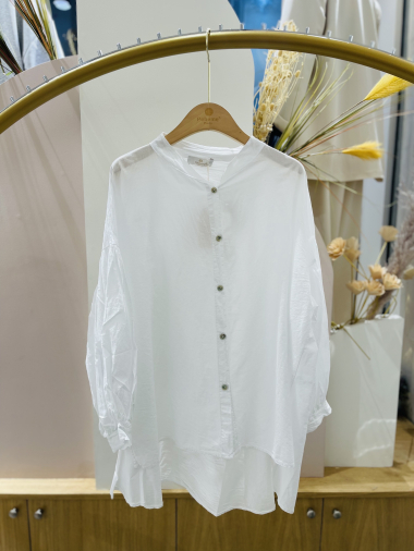 Wholesaler POHÊME - solid color cotton shirt with 3/4 sleeves