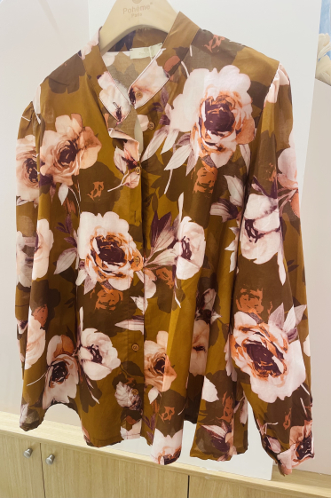Grossiste POHÊME - chemise en voile de coton à fleurs