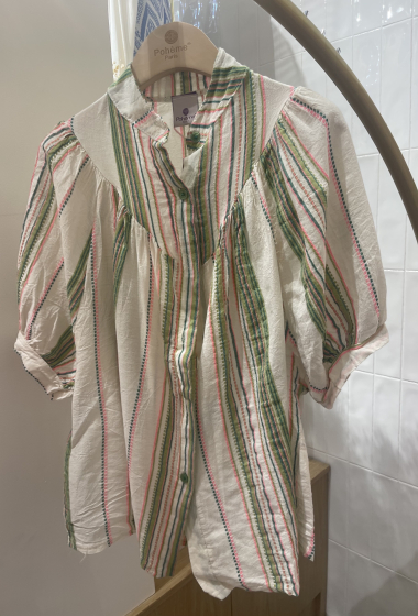 Wholesaler POHÊME - short sleeve striped blouse