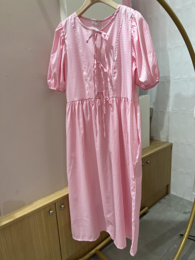 Großhändler POHÊME - Kleid mit kleiner Schleife und Karomuster