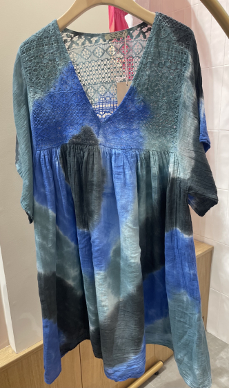 Wholesaler POHÊME - assia dress in tie and dye embroidery