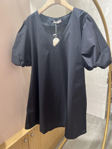 Wholesaler POHÊME - Estella V-neck dress in cotton poplin with a pretty distinguished sleeve
