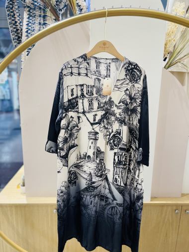 Großhändler POHÊME - Kleid mit Landschaftsmusterdruck