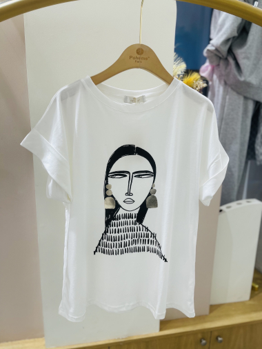 Grossiste POHÊME - T-shirt imprimé délavé