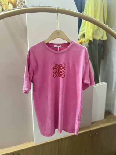 Wholesaler POHÊME - Aïana straight cut T-shirt with chest screen print