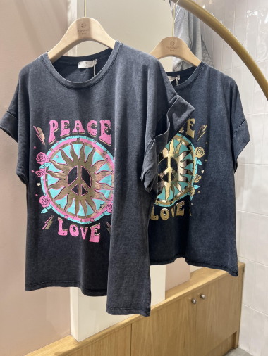 Großhändler POHÊME - Alba Peace-T-Shirt mit Siebdruck
