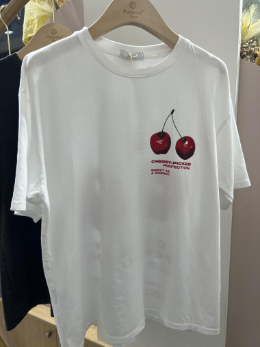 Grossiste POHÊME - Tee-Shirt Ella avec serigraphie cerise dos et poitrine